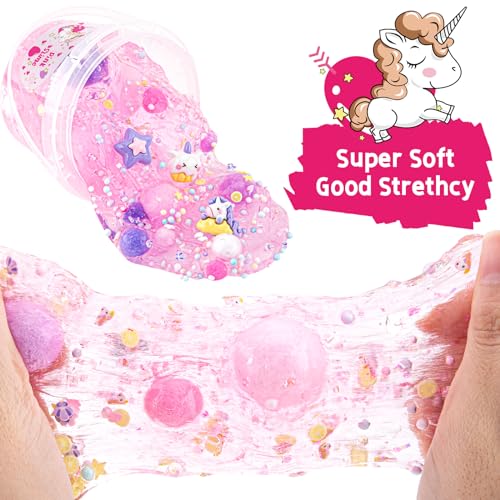 Okaybee 10 Fl Oz Pink Clear Slime Kit with 9 Add-Ins for Kids Ages 8-12