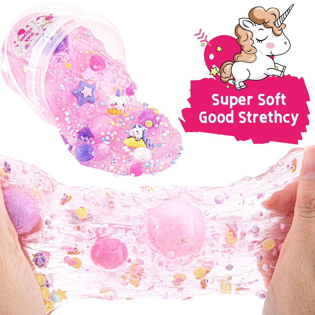 Okaybee 10 Fl Oz Pink Clear Slime Kit with 9 Add-Ins for Kids Ages 8-12