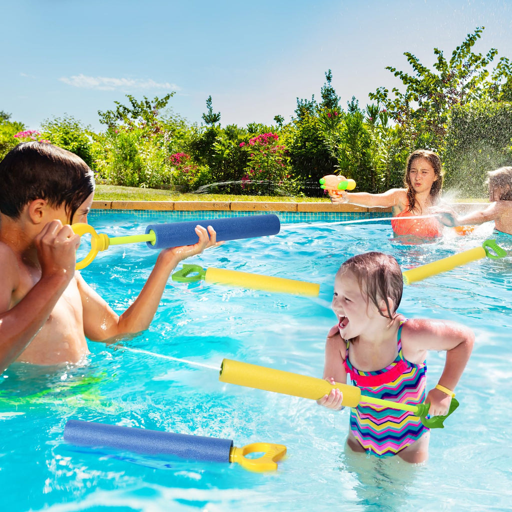 OKGD 4-Pack Water Blaster Soaker Guns – 15" Foam Water Guns for Pool, Beach & Summer Fun