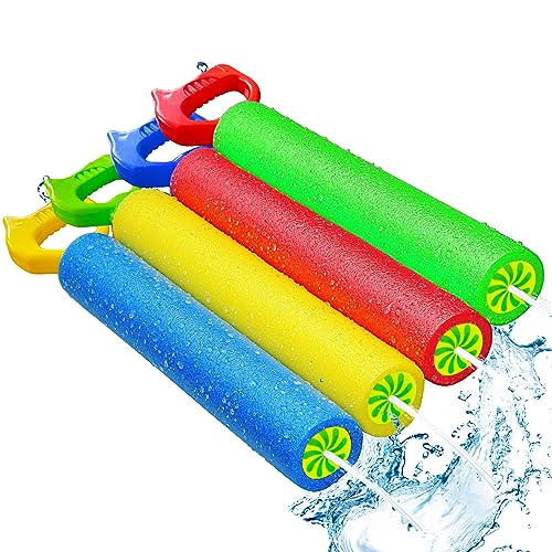 OKGD 4-Pack Water Blaster Soaker Guns – 15" Foam Water Guns for Pool, Beach & Summer Fun