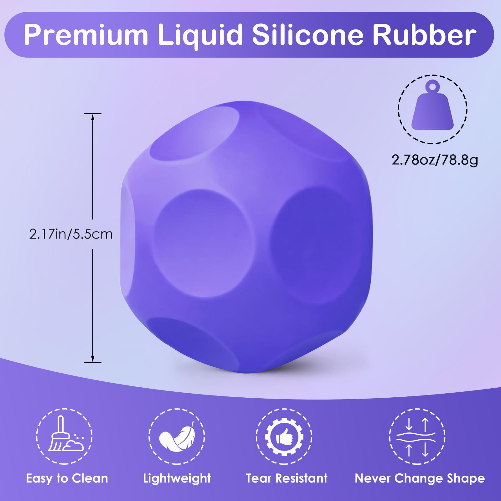 Olaivy Sensory Stress Balls 2-Pack: Silicone Polyhedron Fidget Toy with Steel Beads for Adults & Teens