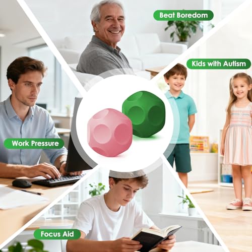 Olaivy Sensory Stress Balls – Polyhedron Silicone Fidget Toys with Steel Beads for Adults & Teens
