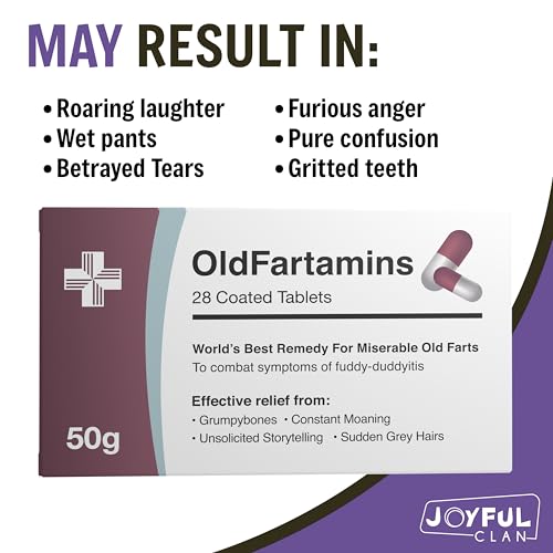 OldFartamins Funny Prank Pill Box with Candy – Gag Gift for Men & Women, 30th-70th Birthday