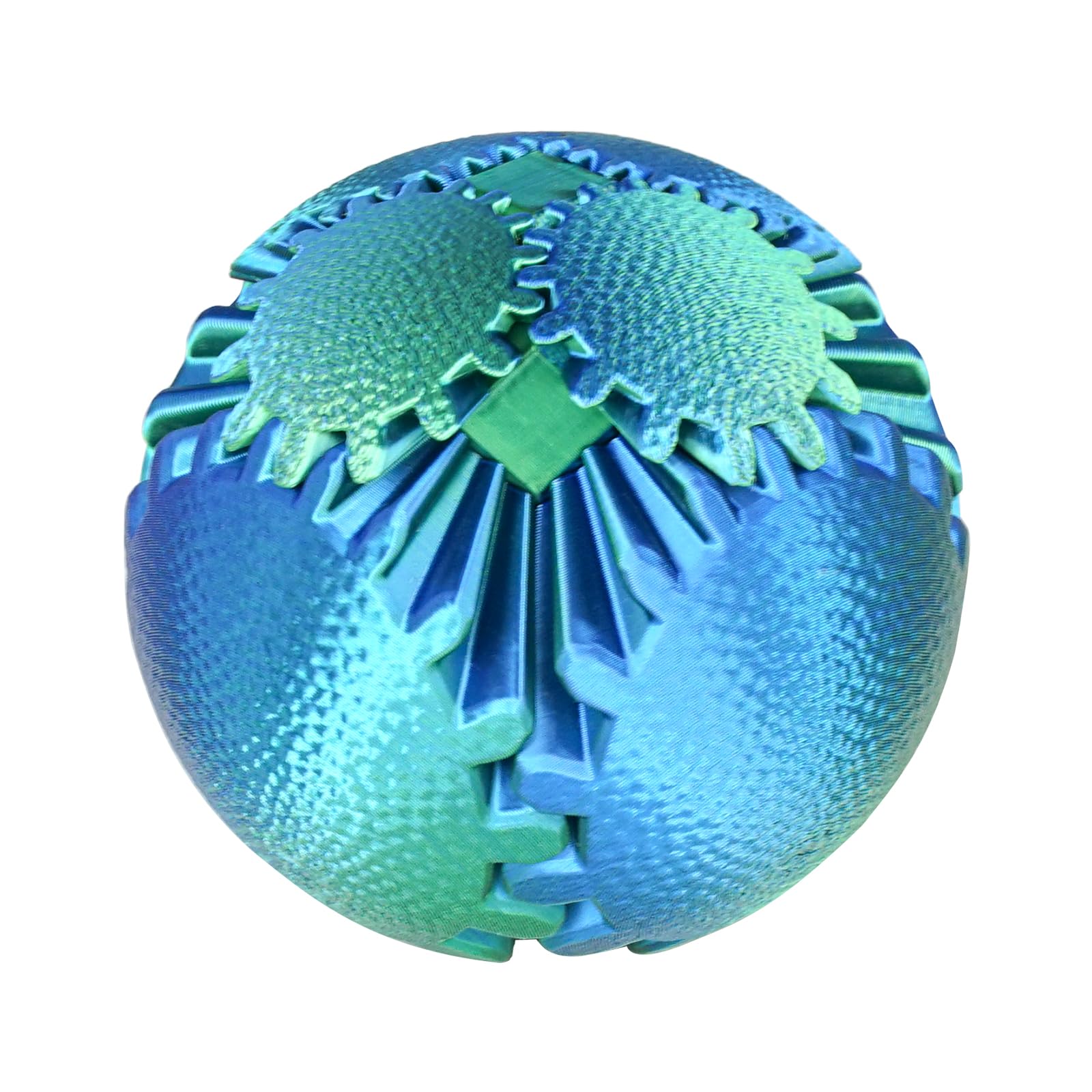 Olee Odee 3D Printed Gear Ball Fidget Toy - Steampunk Gear Sphere - Christmas Green, 2.5 Inches - Stress Relief for Kids & Adults