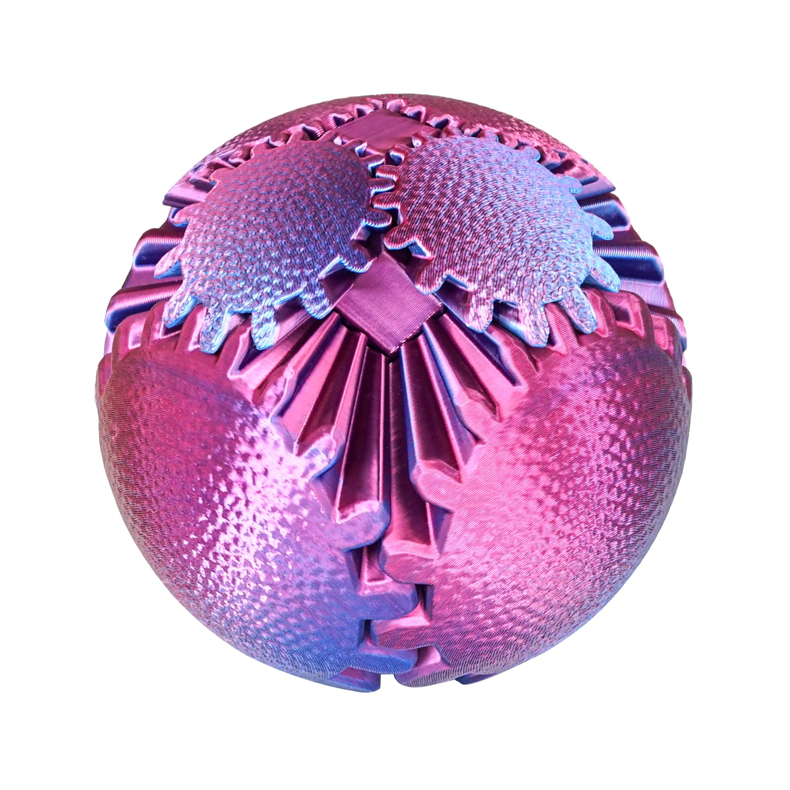 Olee Odee Gear Ball Fidget Toy – 3D Printed Steampunk Gear Sphere for Stress Relief, Ombre Purple, 2.5 Inches