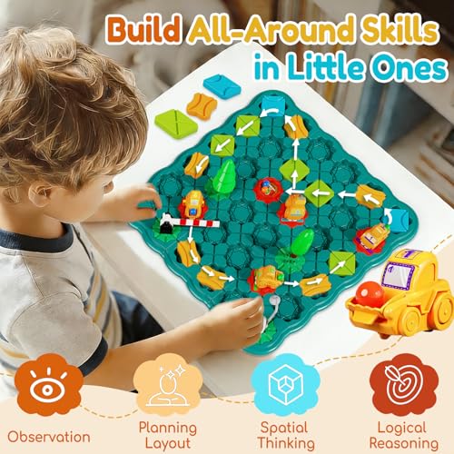 Olfrid STEM Logic Road Builder Game – 120+ Levels Maze Puzzle for Kids Ages 3-8