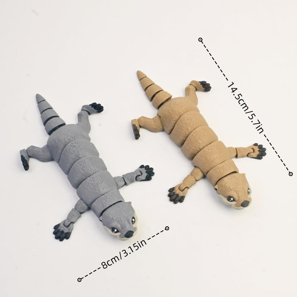 Ollie the Otter - 3D Printed Full Articulated Fidget Toy, Small 6-Inch Brown Otter for Stress Relief and Desk Decoration
