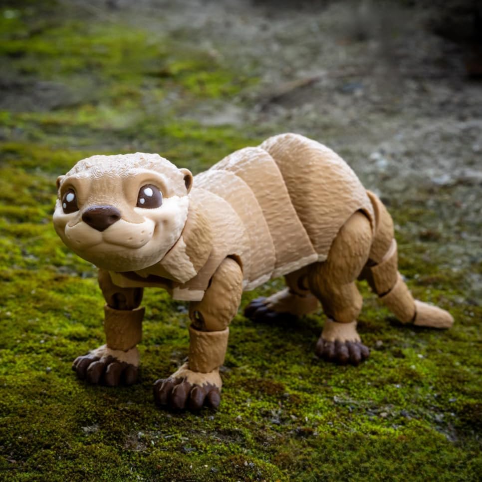 Ollie the Otter - 3D Printed Full Articulated Fidget Toy, Small 6-Inch Brown Otter for Stress Relief and Desk Decoration