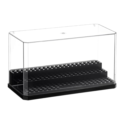 OLYCRAFT Acrylic Minifigure Display Case – 3-Layer Black Showcase for Action Figures, Blocks, Dustproof Storage – 7.09 x 3.54 x 1.26 Inches