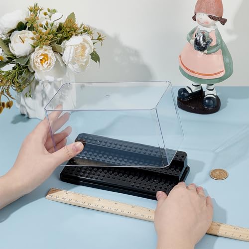OLYCRAFT Acrylic Minifigure Display Case – 3-Layer Black Showcase for Action Figures, Blocks, Dustproof Storage – 7.09 x 3.54 x 1.26 Inches