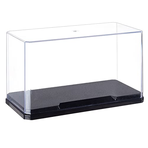OLYCRAFT Clear Plastic Display Case 7x3.5x4 Inch with Black Base, Self-Assembly Dust-Proof Showcase for Collectibles, Bricks, Models