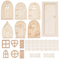 OLYCRAFT Miniature Wooden Door and Window Set - 23 Pieces for Dollhouse DIY
