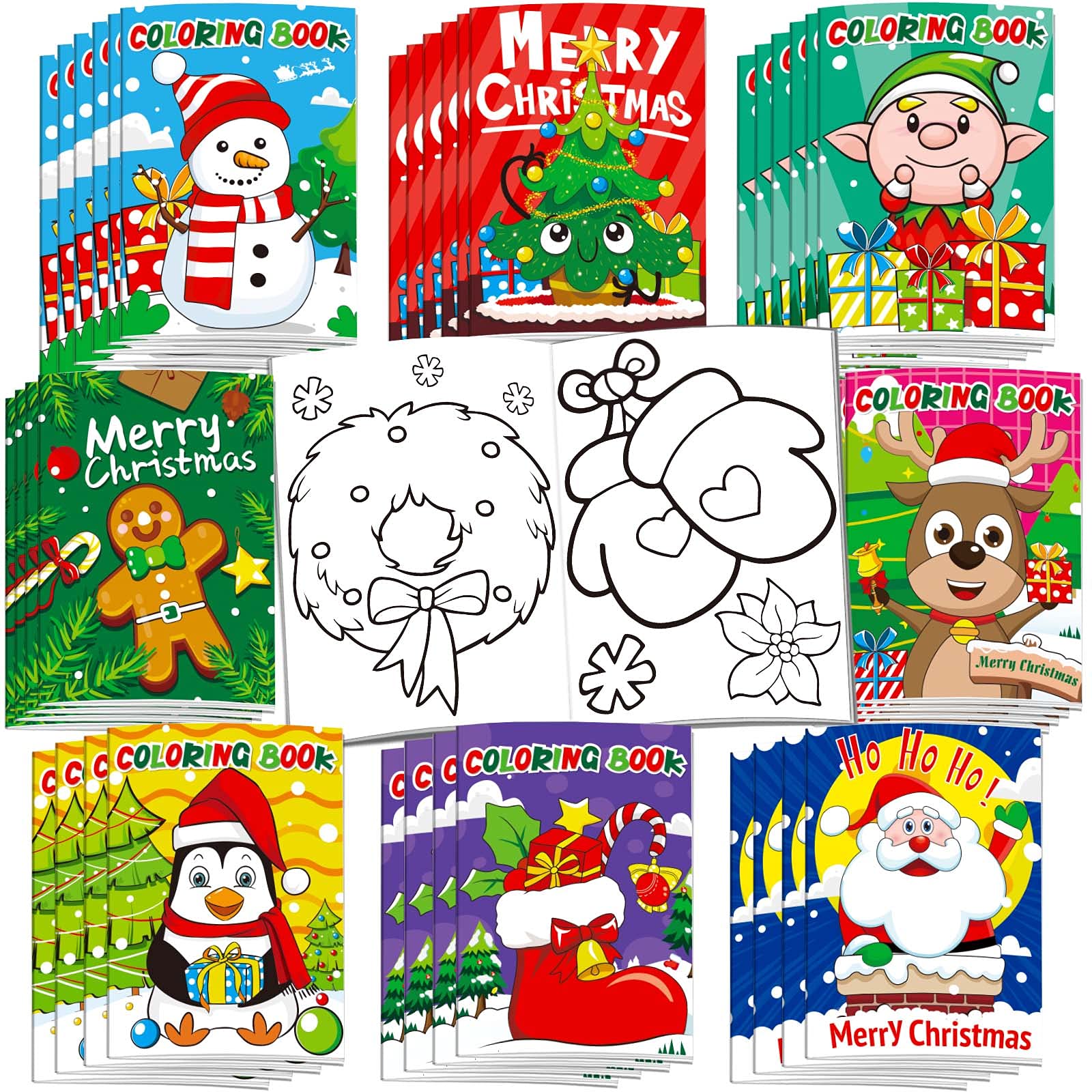 Omgouue 32-Pack Christmas Coloring Books for Kids - Fun Holiday Activity for Toddlers and Preschoolers - 5x7 Inch Mini Coloring Books for Party Favors and Stocking Stuffers