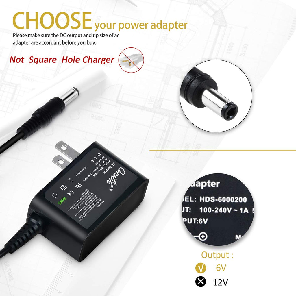 Omilik 6V Ride-On Car Battery Charger with Barrel Plug for Dynacraft Toys - UL/CE/ROHS Certified, 6ft Cord