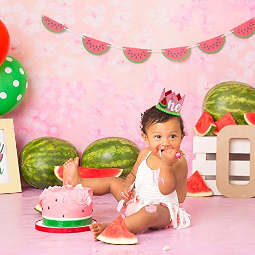 One in a Melon First Birthday Crown – Handmade Watermelon Themed Baby Hat for 1st Birthday Party