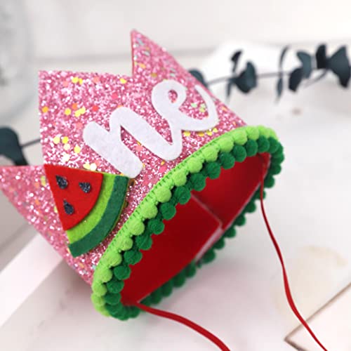 One in a Melon First Birthday Crown – Handmade Watermelon Themed Baby Hat for 1st Birthday Party