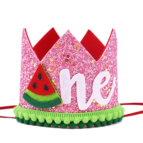 One in a Melon First Birthday Crown – Handmade Watermelon Themed Baby Hat for 1st Birthday Party