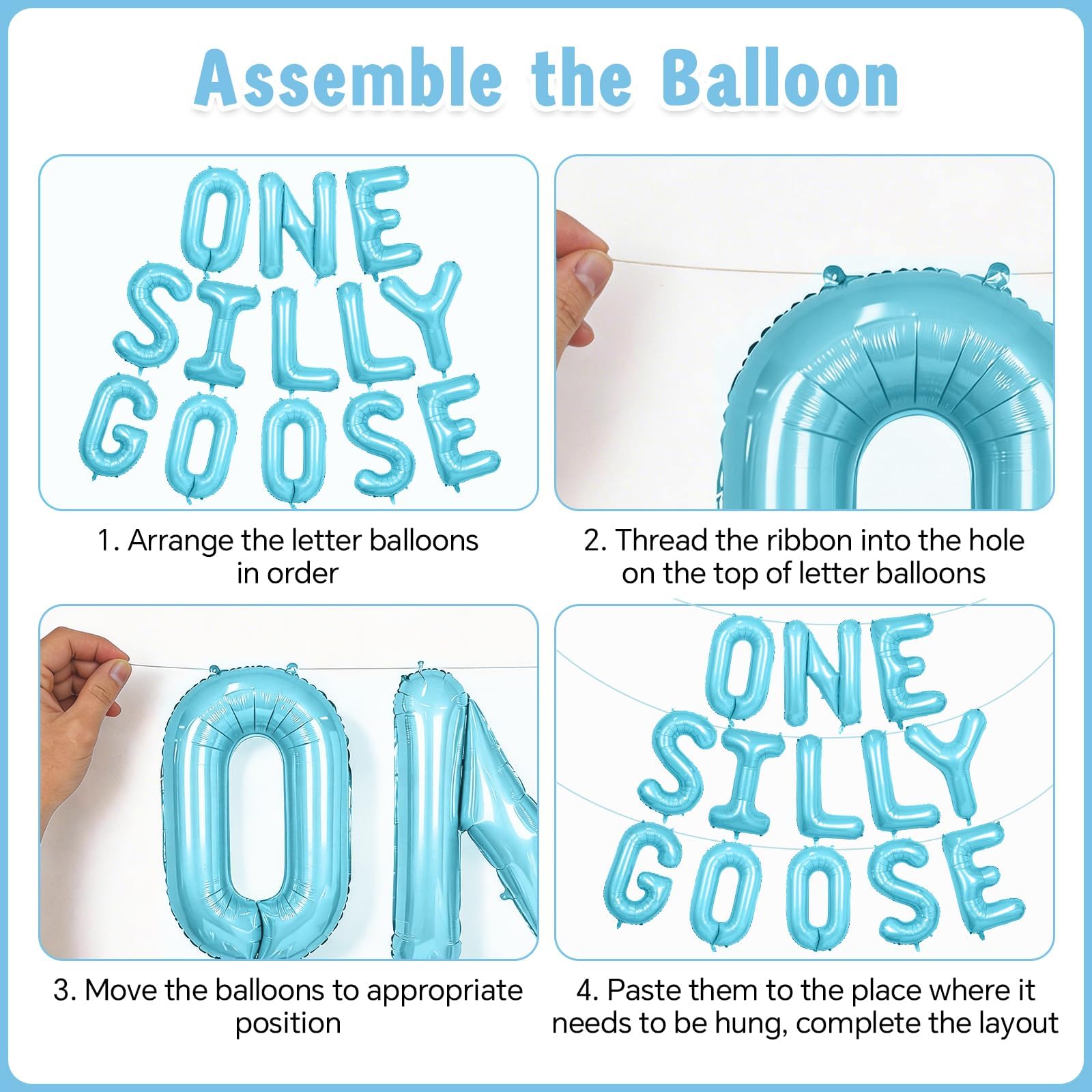 One Silly Goose 1st Birthday Balloon Set – Blue Green White Latex & Foil Decorations for Boys