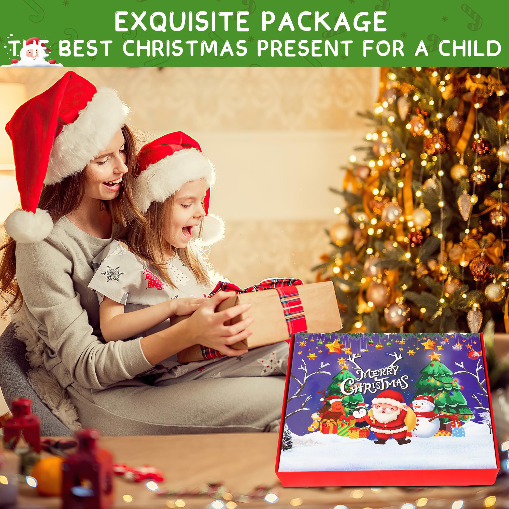 Onekka DIY Felt Christmas Tree for Toddlers – 32 Ornaments + Snowman Advent Calendar & Lights (3.2 ft)