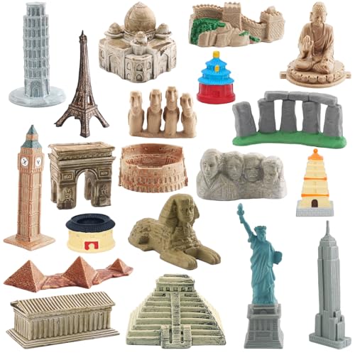 ONEST 20-Piece World Landmark Miniature Figurines Set for Kids & Adults