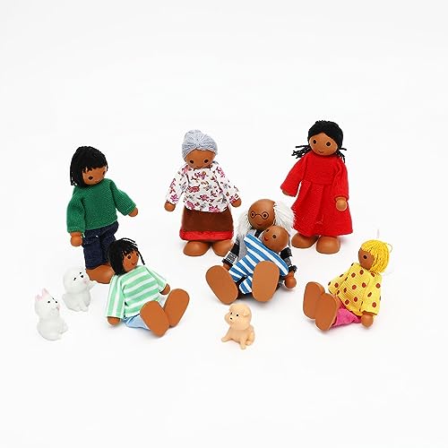 ONEST Wooden Dollhouse Family Set – 11 Pieces with Movable Limbs