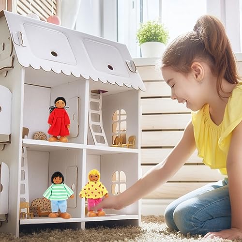 ONEST Wooden Dollhouse Family Set – 11 Pieces with Movable Limbs