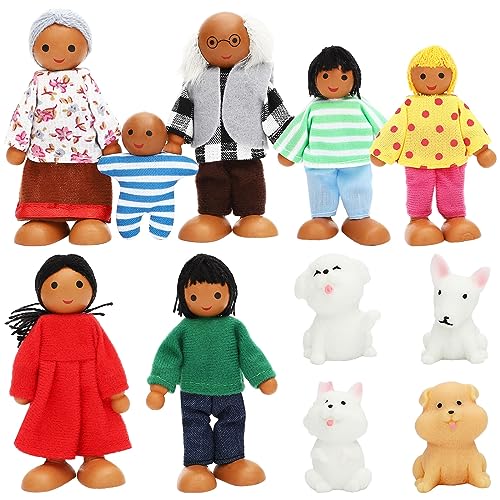 ONEST Wooden Dollhouse Family Set – 11 Pieces with Movable Limbs