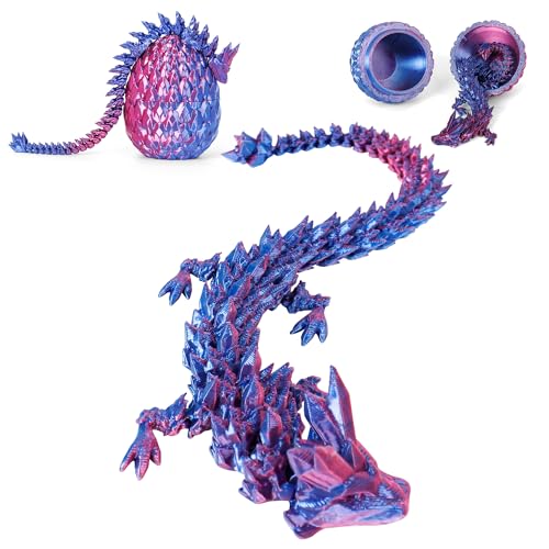ONEVIVE 3D Printed Dragon Egg Toy (4 Pack) – Articulated Crystal Dragon Surprise, Fidget Sensory Toy for Easter Basket Stuffers & Party Favors