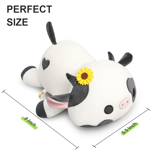 Onsoyours 9 Inch Cow Plush with Sunflower Headwear - Soft Stuffed Animal Toy for Kids