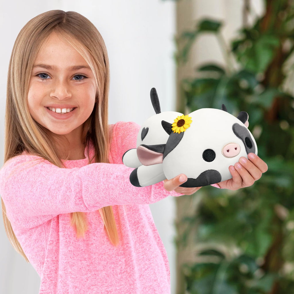 Onsoyours 9 Inch Cow Plush with Sunflower Headwear - Soft Stuffed Animal Toy for Kids