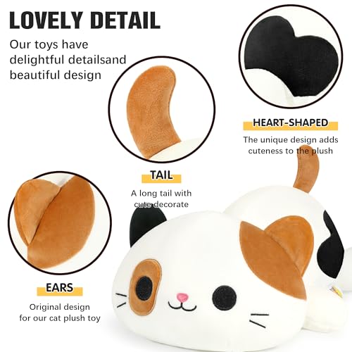 Onsoyours Calico Cat Plush Toy - 9" Soft Stuffed Kitten Pillow for Kids and Collectors