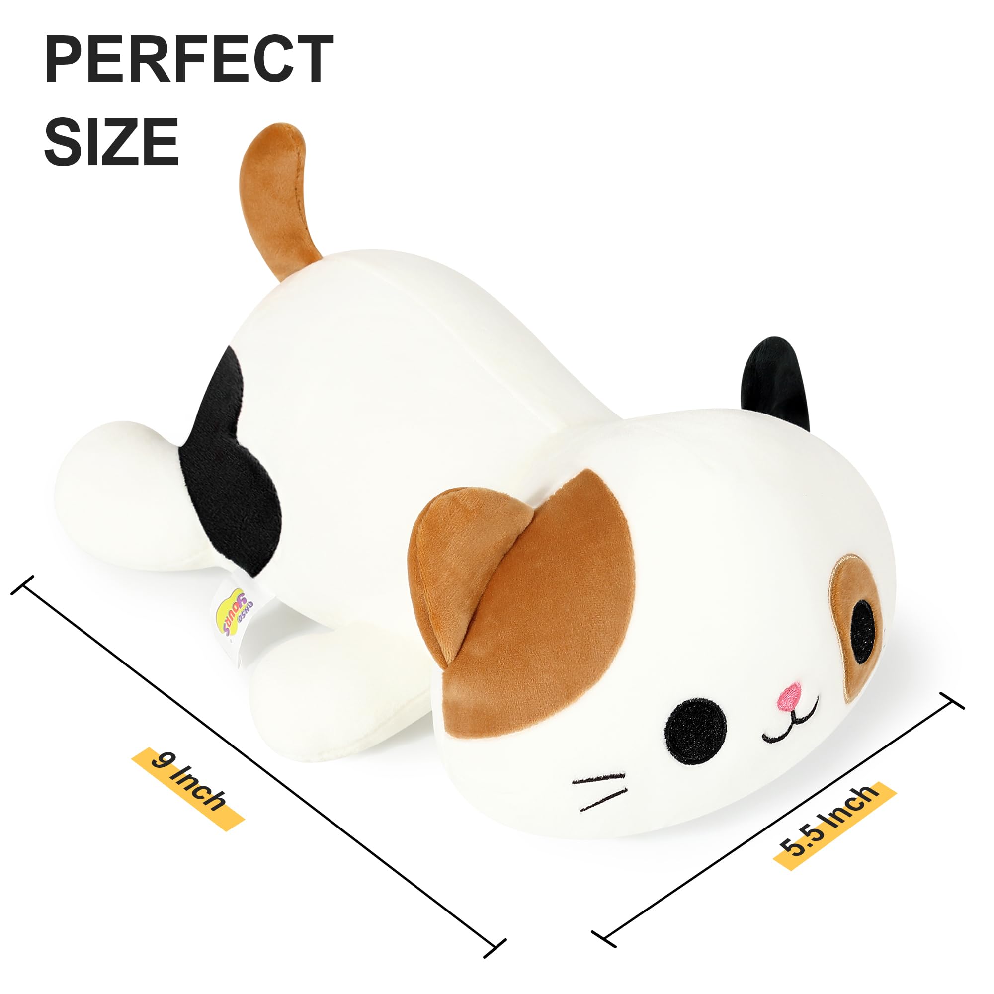 Onsoyours Calico Cat Plush Toy - 9" Soft Stuffed Kitten Pillow for Kids and Collectors