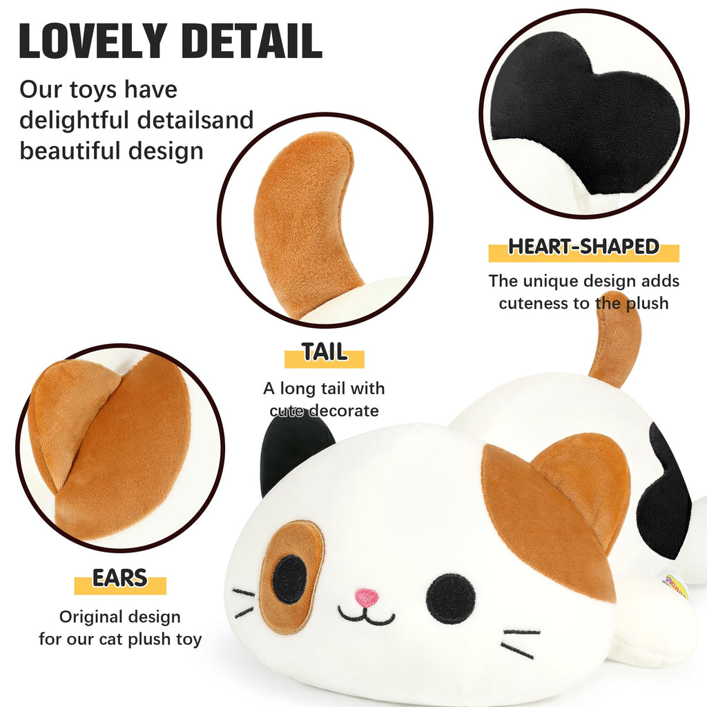Onsoyours Calico Cat Plush Toy - 9" Soft Stuffed Kitten Pillow for Kids and Collectors