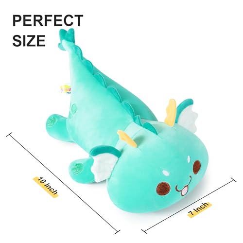 Onsoyours Chubby Dragon Stuffed Animal – 10-Inch Cyan Plushie, Soft & Huggable