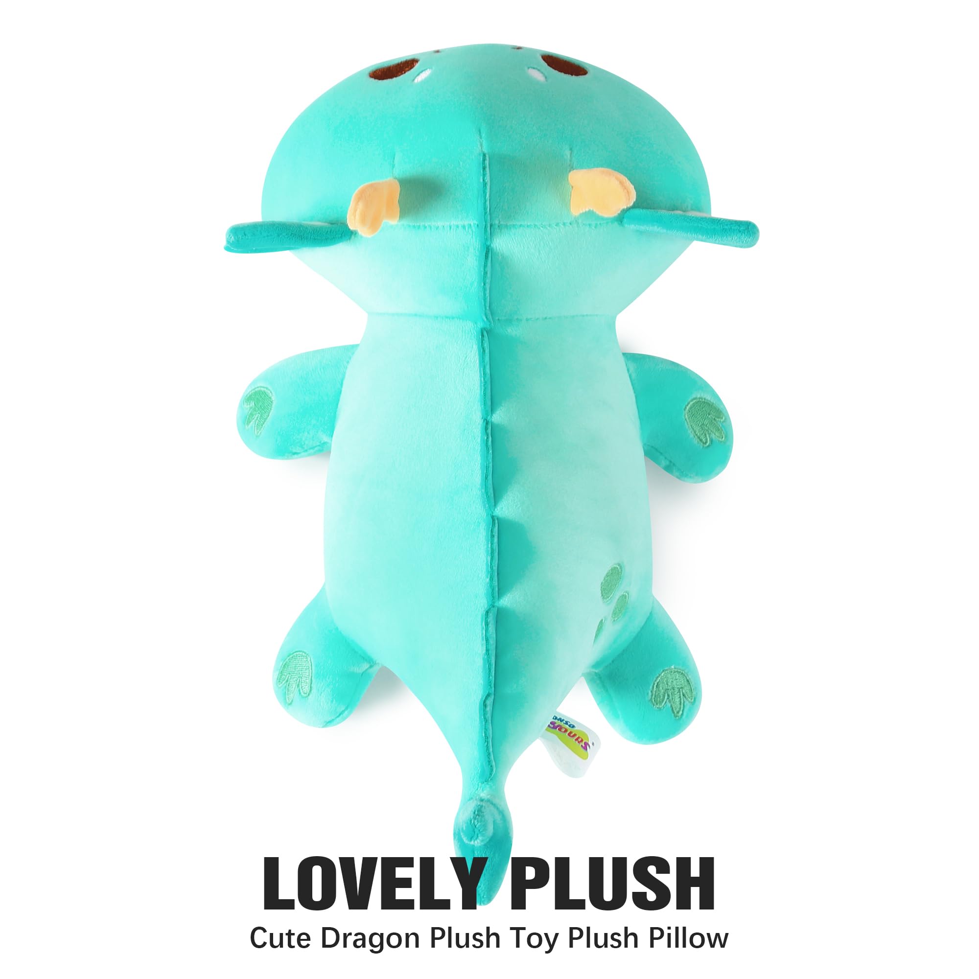Onsoyours Chubby Dragon Stuffed Animal – 10-Inch Cyan Plushie, Soft & Huggable