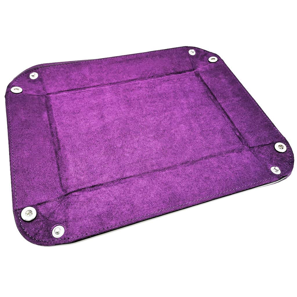 Onwon 2-Pack Folding Dice Trays – Double-Sided Blue & Purple PU Leather/Velvet, Quiet Rolling, Table Protector