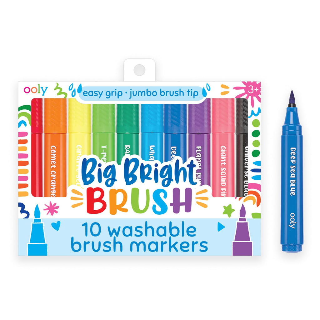 Ooly 10-Pack Washable Toddler Markers with Jumbo Grip - Brush Tip