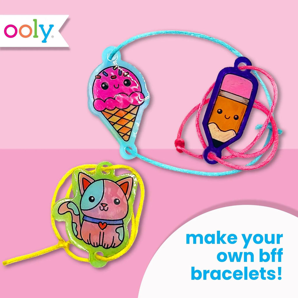 Ooly 24-Piece DIY Shrinking Art Kit - Pre-Cut Shrink Plastic Charms for Bracelets, Keychains, and More - BFF Bracelet Kit