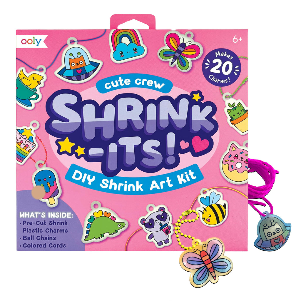 Ooly 28-Piece Shrinking Art Kit for Kids – Pre-Cut Shrink Plastic Charms with Ball Chains and Cords