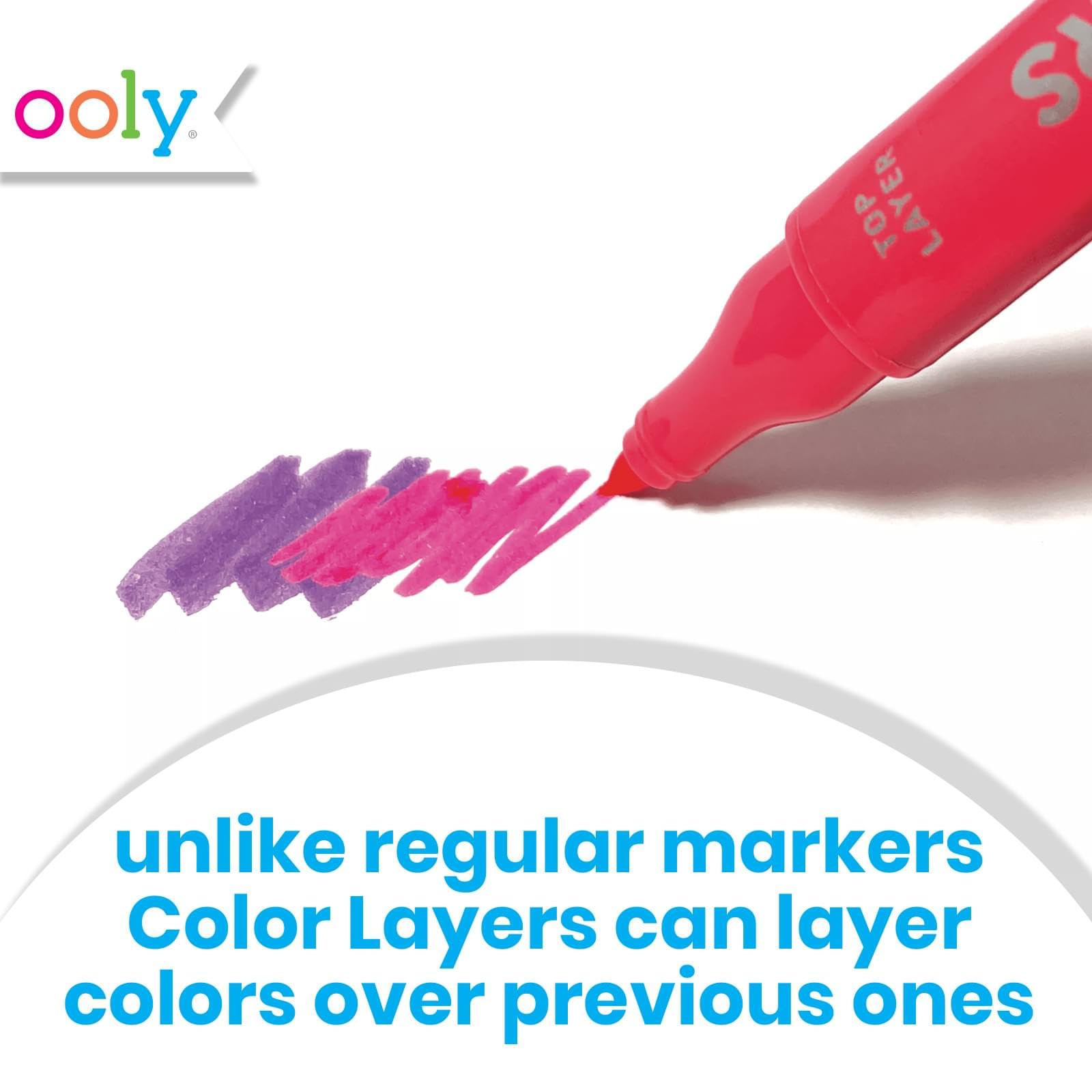 Ooly Color Layers Double Sided Markers - 8 Markers, 16 Colors, Chisel and Point Tips for Layering
