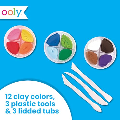 Ooly Creatibles Air Dry Clay Kit - 12 Colors with 3 Shaping Tools for Kids
