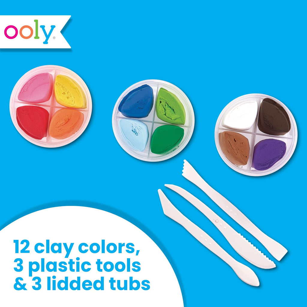 Ooly Creatibles Air Dry Clay Kit - 12 Colors with 3 Shaping Tools for Kids