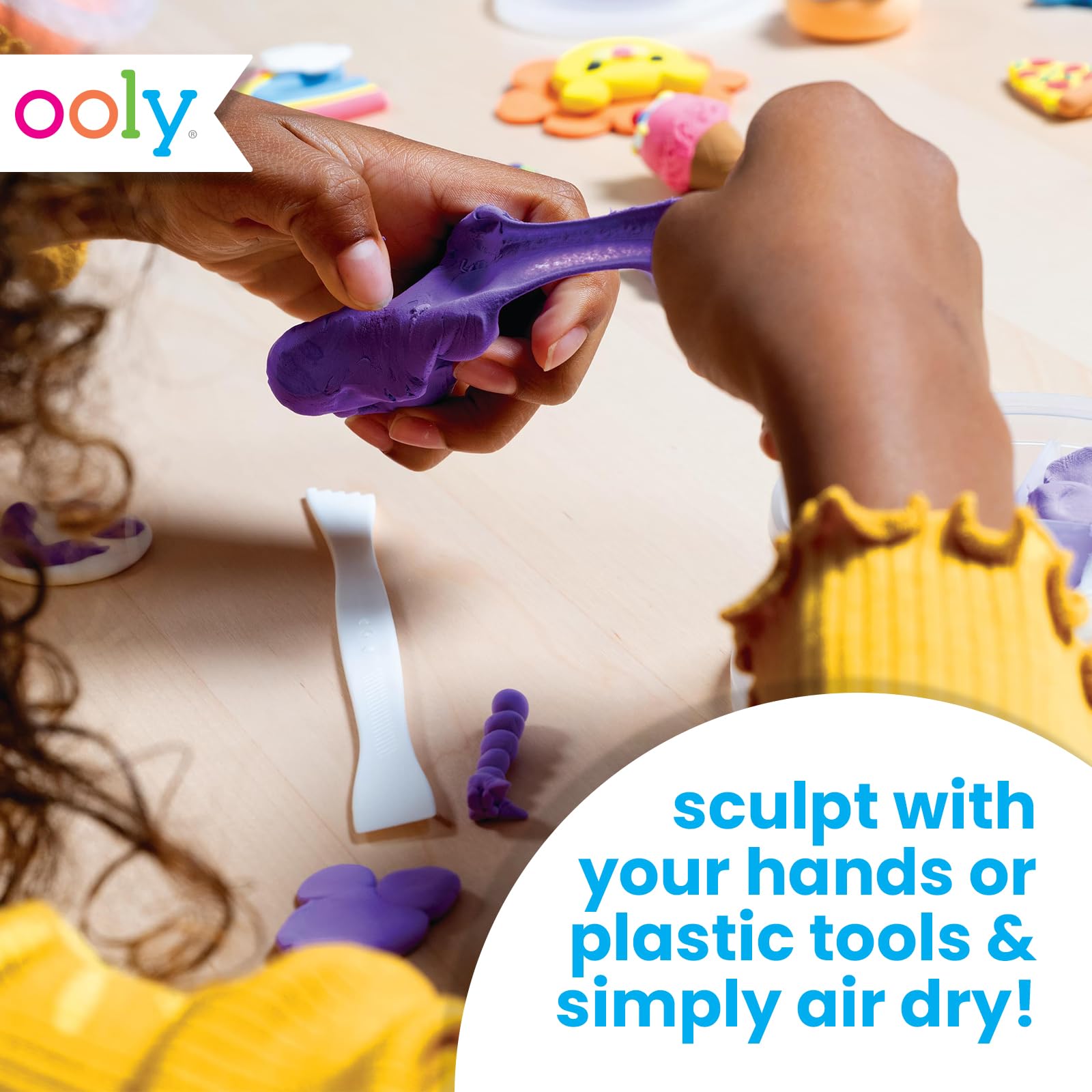 Ooly Creatibles Air Dry Clay Kit - 12 Colors with 3 Shaping Tools for Kids