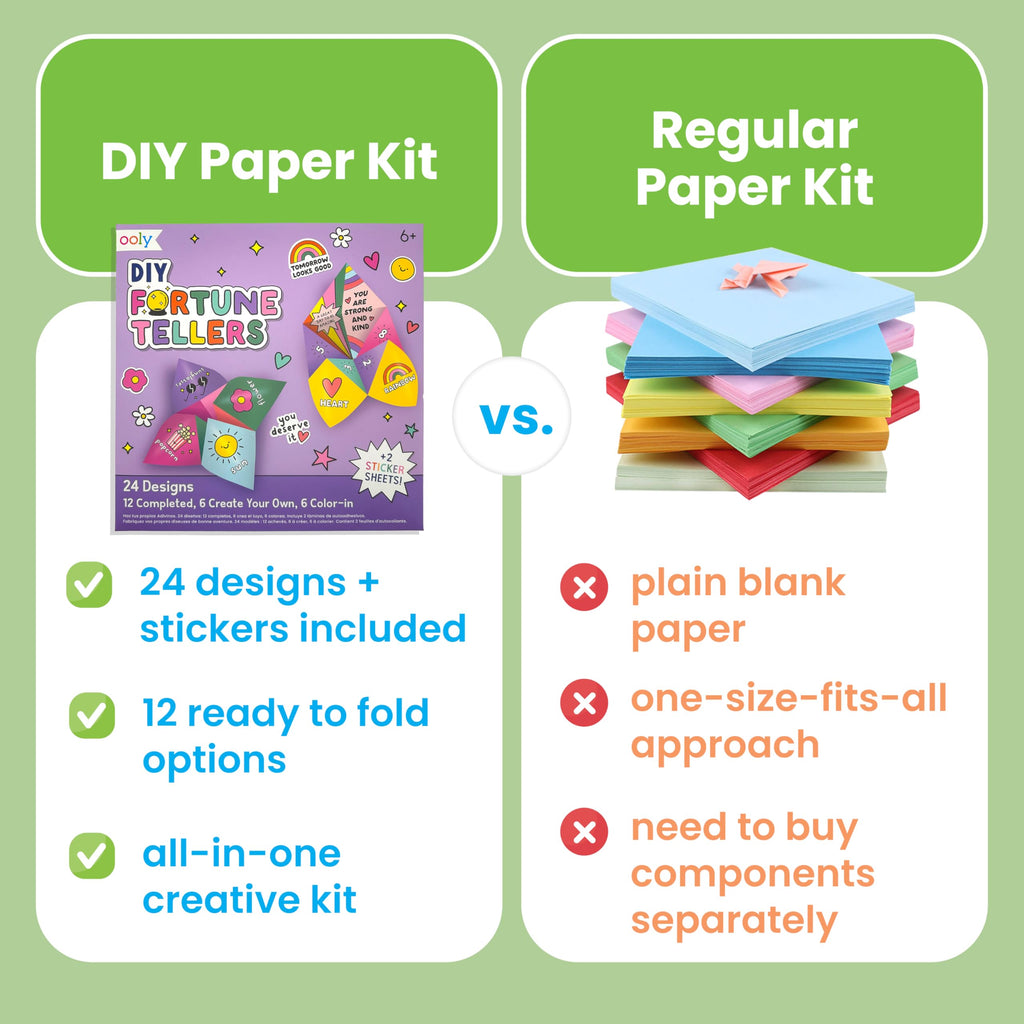 Ooly DIY Paper Fortune Teller Kit – 24 Designs, Stickers, Ages 6+