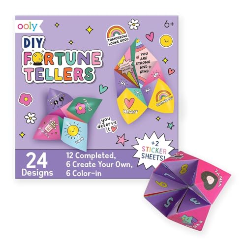 Ooly DIY Paper Fortune Teller Kit – 24 Designs, Stickers, Ages 6+