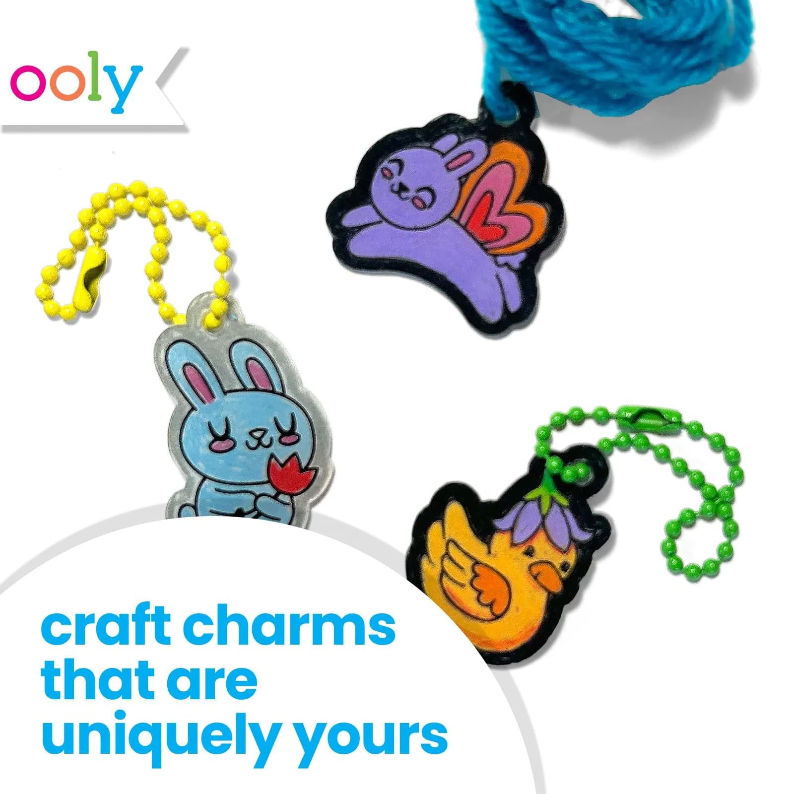 Ooly Garden Pals DIY Shrinking Art Kit – 28 Pre-Cut Charm Pieces for Kids