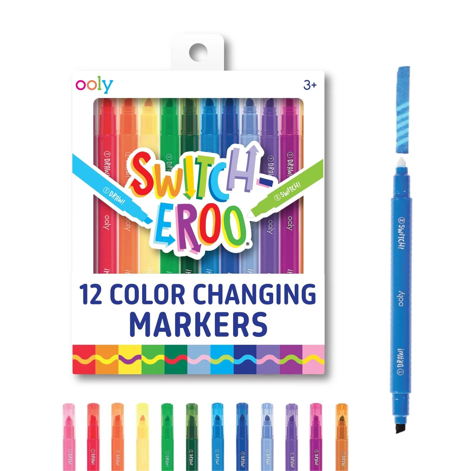 Ooly Switch-eroo Color Changing Markers: 12 Dual Tip Markers with Chisel Tips