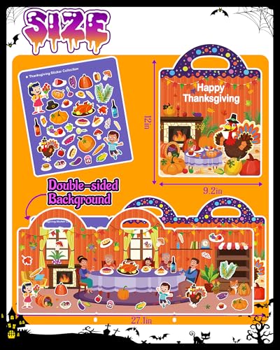 Oomloid Reusable Thanksgiving Sticker Book – Portable Travel Toy for Toddlers