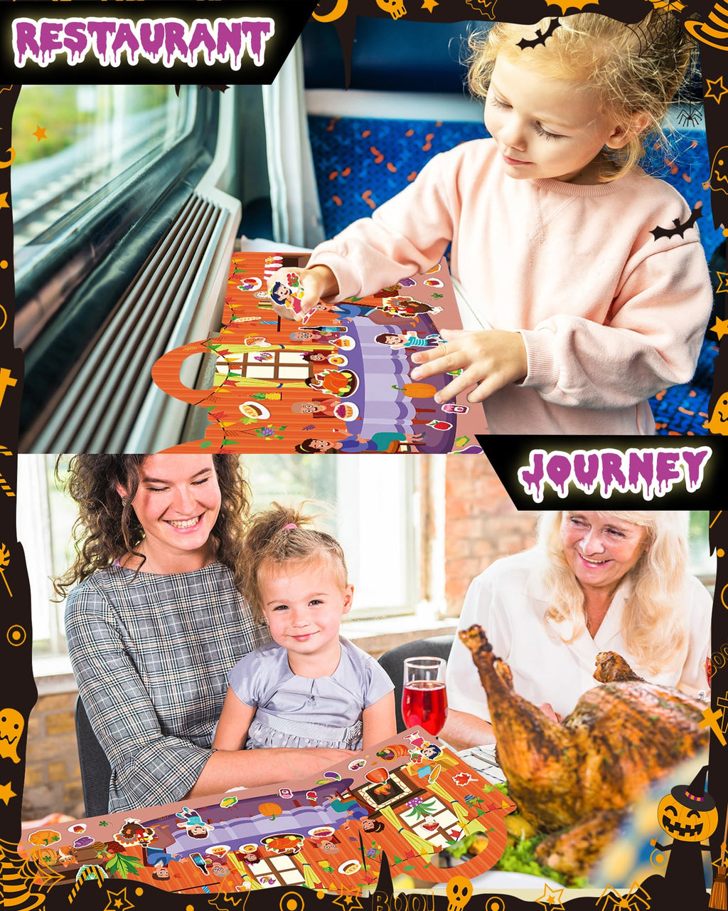 Oomloid Reusable Thanksgiving Sticker Book – Portable Travel Toy for Toddlers