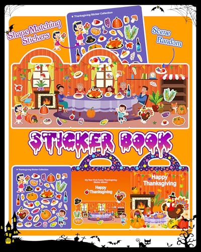 Oomloid Reusable Thanksgiving Sticker Book – Portable Travel Toy for Toddlers